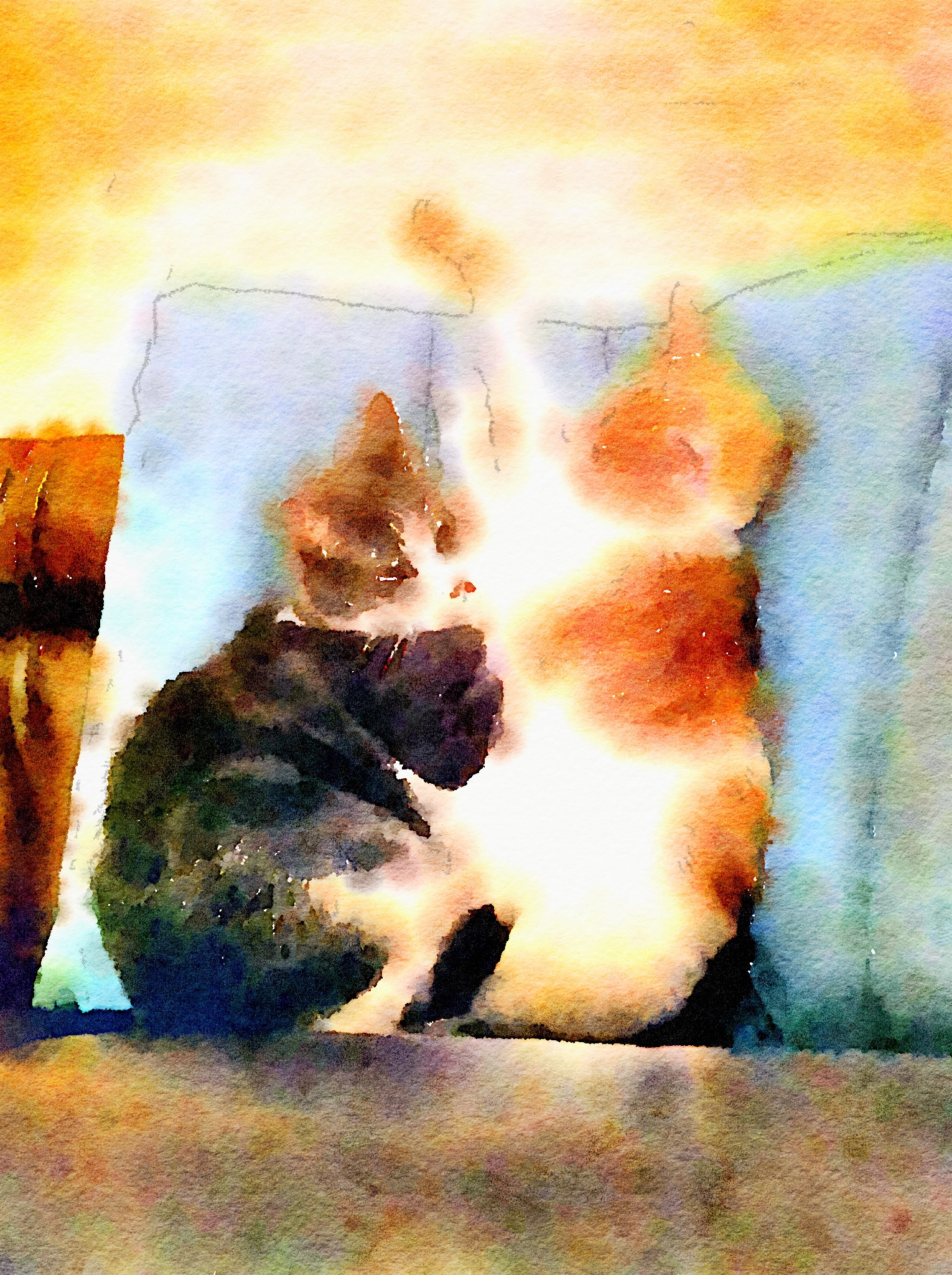 Two Cats Watercolor